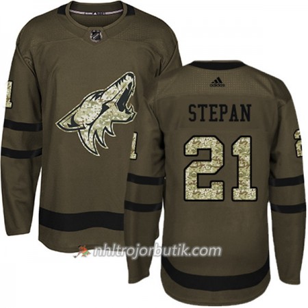 Män Ishockey Arizona Coyotes Tröja Derek Stepan 21 Adidas 2017-2018 Camo Grön Authentic
